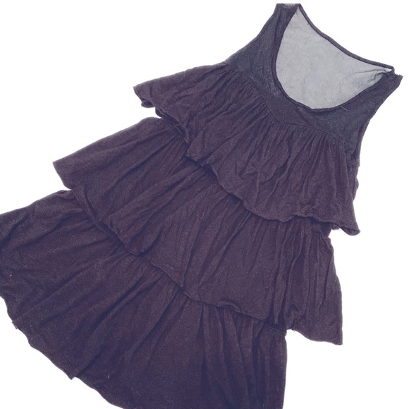 Layered slinky ruffle 3 tier sheer cut tank tunic super chic and fancy blouse - Picture 7 of 7